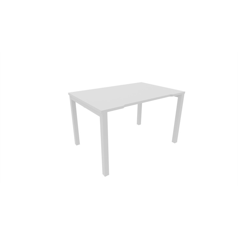 Bureau droit échancré Burocolor - L.120 x P.80 cm - Plateau Blanc - Pieds Blanc