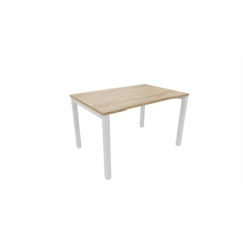 Bureau droit échancré Burocolor - L.120 x P.80 cm - Plateau Chêne Nebraska - Pieds Blanc