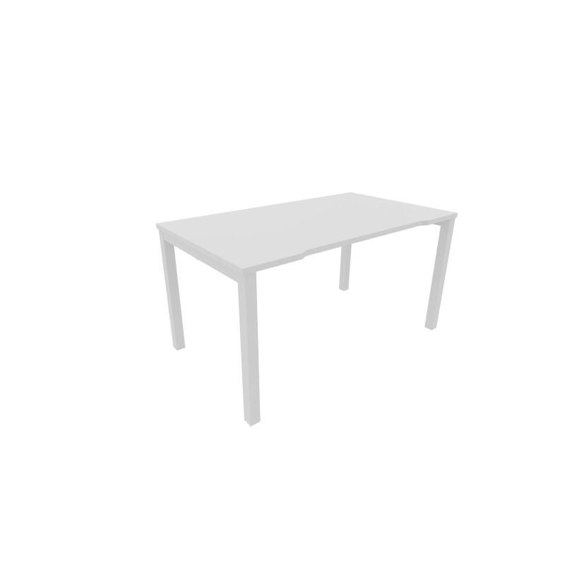 Bureau droit échancré Burocolor - L.140 x P.80 cm - Plateau Blanc - Pieds Blanc