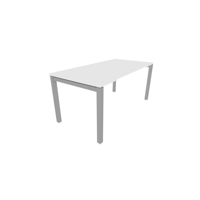 Bureau droit échancré Burocolor - L.160 x P.80 cm - Plateau Blanc - Pieds Aluminium