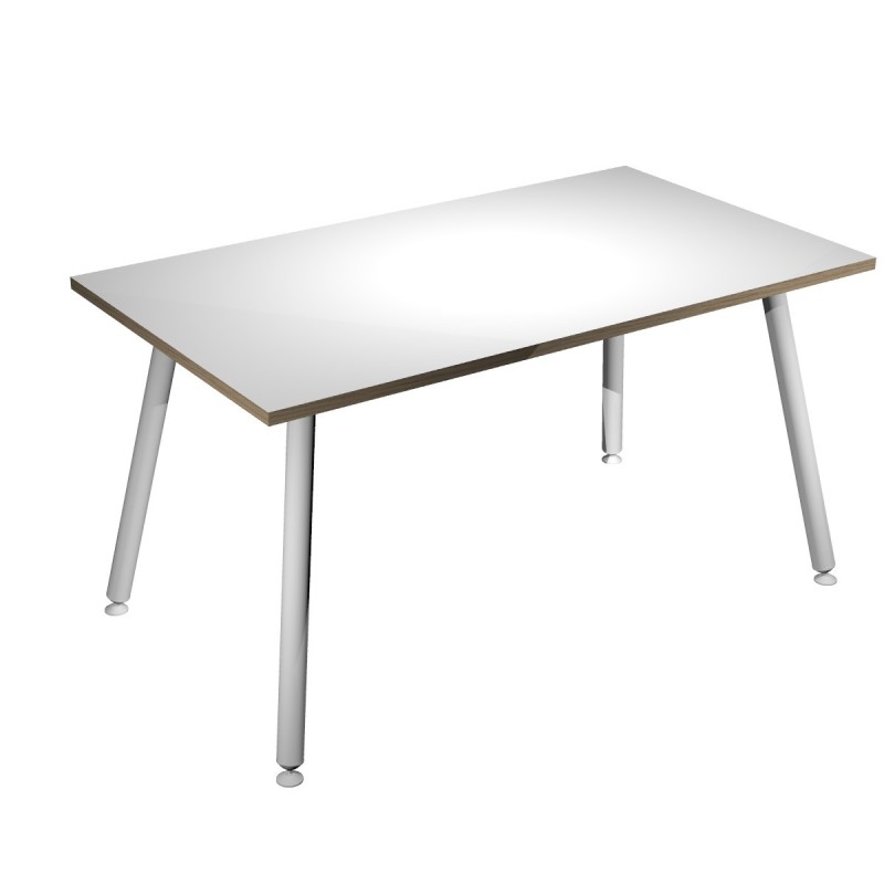 Bureau droit Halden - L.140 x P.80 cm - Plateau Blanc - Pieds métal Blanc