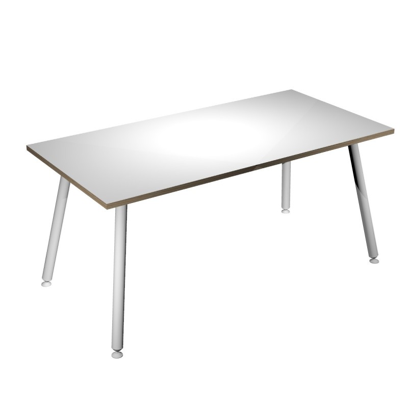 Bureau droit Halden - L.160 x P.80 cm - Plateau Blanc - Pieds métal Blanc
