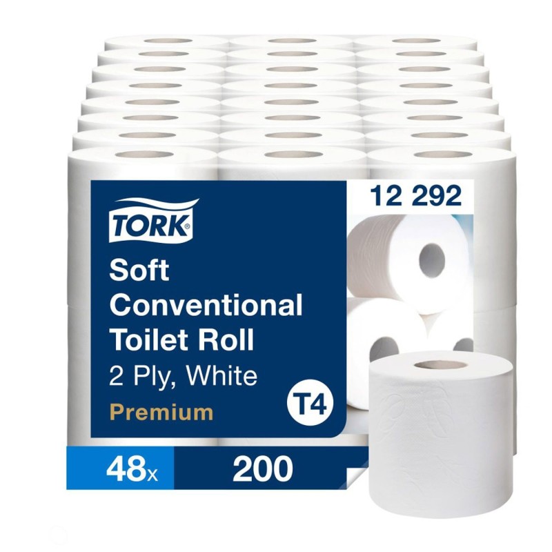 Tork Papier toilette double épaisseur T4 Premium doux blanc - Lot de 48 rouleaux de 200 feuilles