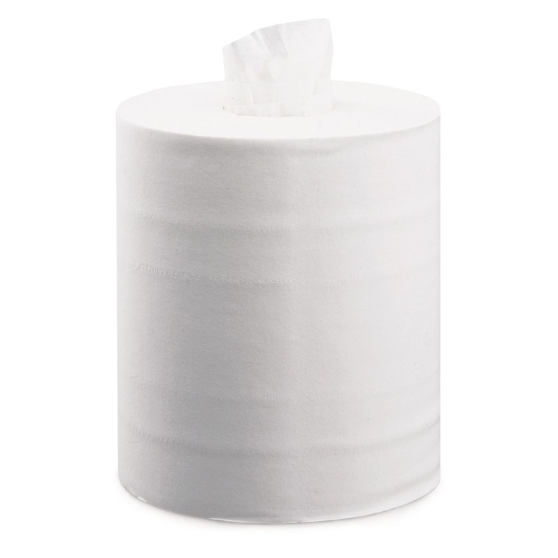 Bobine d'essuyage à dévidage central maxi - 450 feuilles - Blanc