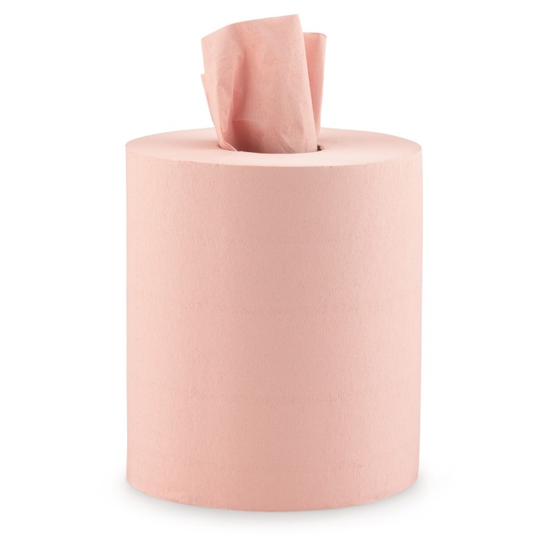 Essuie-tout bobine papier recyclé double épaisseur - Coloris chamois - 450 feuilles 19,5 x 30 cm