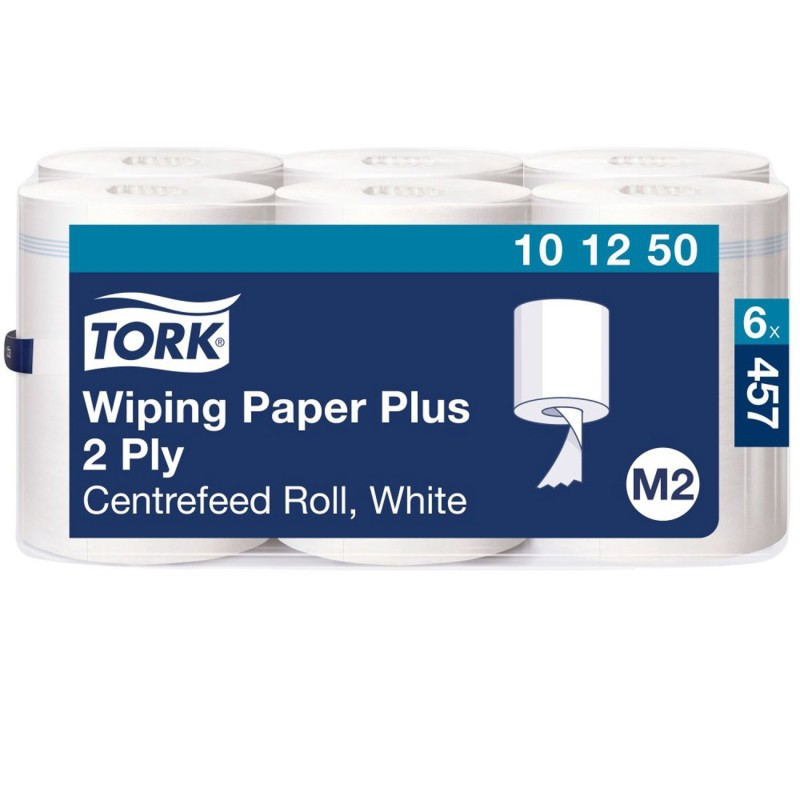 Tork Papier d'essuyage M2 Advanced Plus blanc à dévidage central - Lot de 6 bobines 457 feuilles - 101250