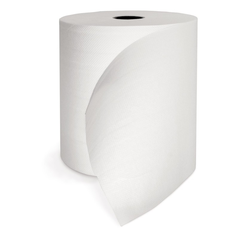 Essuie-mains double épaisseur gaufré - Rouleau 150 m - Blanc