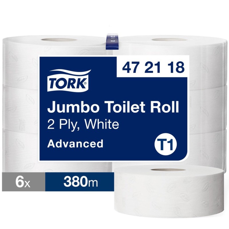 Tork Papier toilette double épaisseur Jumbo T1 Advanced blanc - Lot de 6 rouleaux de 380 m