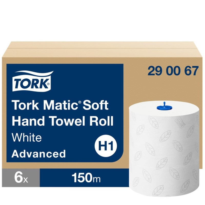 Tork Essuie-mains absorbant doux H1 qualité advanced blanc - 290067 - Lot de 6 rouleaux de 150 m