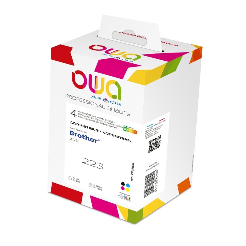 OWA Cartouche d'encre compatible BROTHER LC223 - K10388OW - Pack de 4 (Noir, Cyan, Magenta, Jaune)