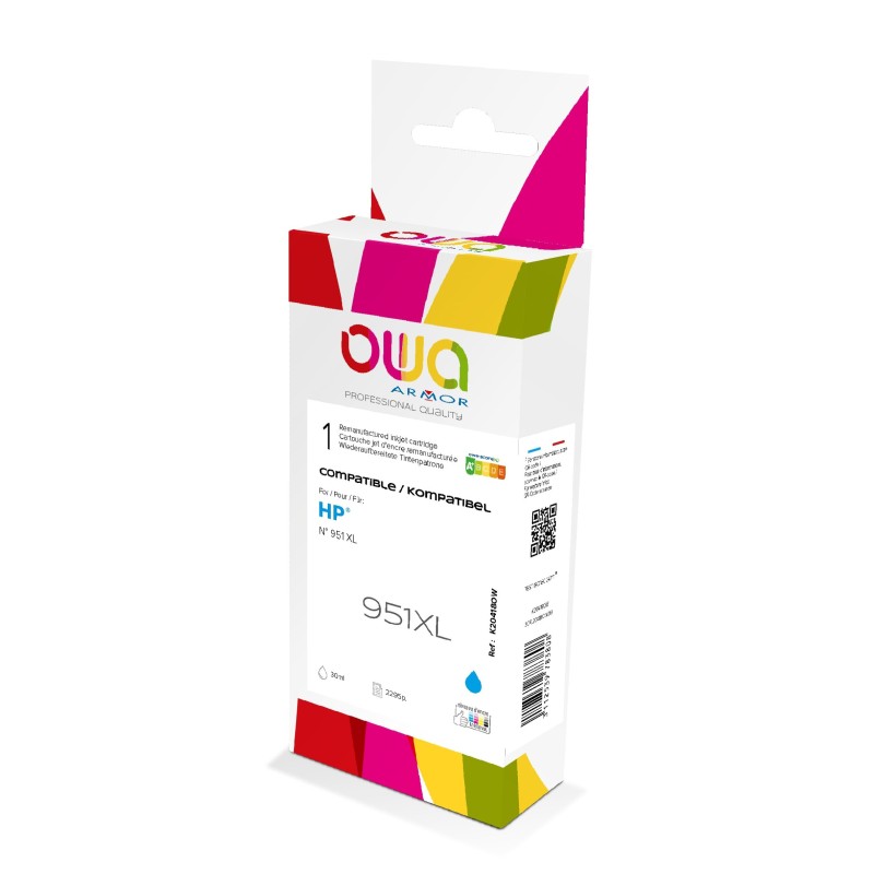 OWA Cartouche d'encre compatible HP 951XL CN046AE - K20418OW - Cyan