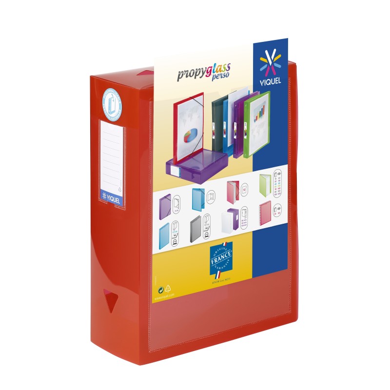 Viquel Boîte de classement A4 Propyglass personnalisable en polypropylène - Dos 10 cm - Coloris assortis