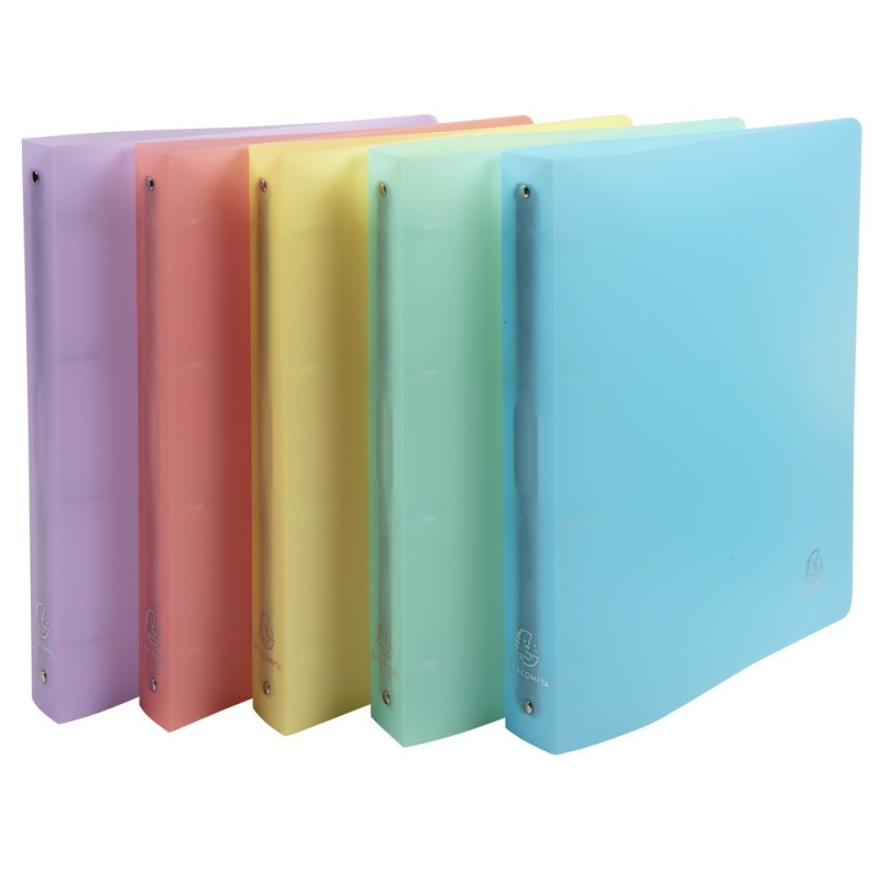 Exacompta Classeur souple 4 anneaux 30 mm A4 Chromaline - Polypropylène - Dos 4 cm - Assortis pastel
