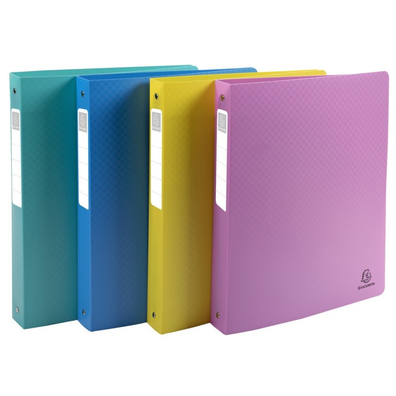 Exacompta Classeur souple 4 anneaux 30 mm A4 Forever Young - Polypropylène recyclé - Dos 4 cm - Assortis