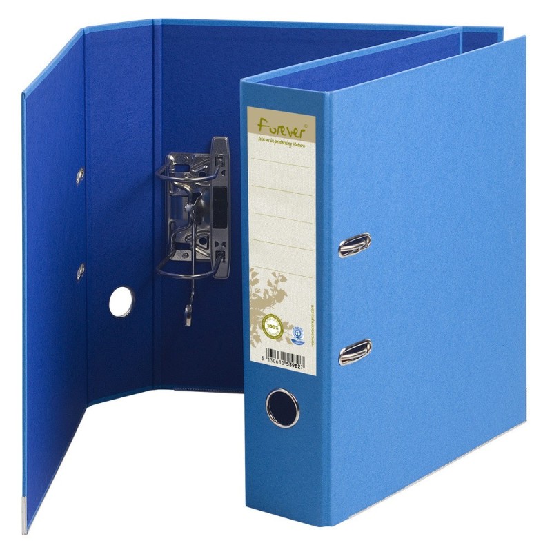 Exacompta Classeur à levier A4 Forever - Carton 100% recyclé et recyclable - Dos 8 cm - Bleu
