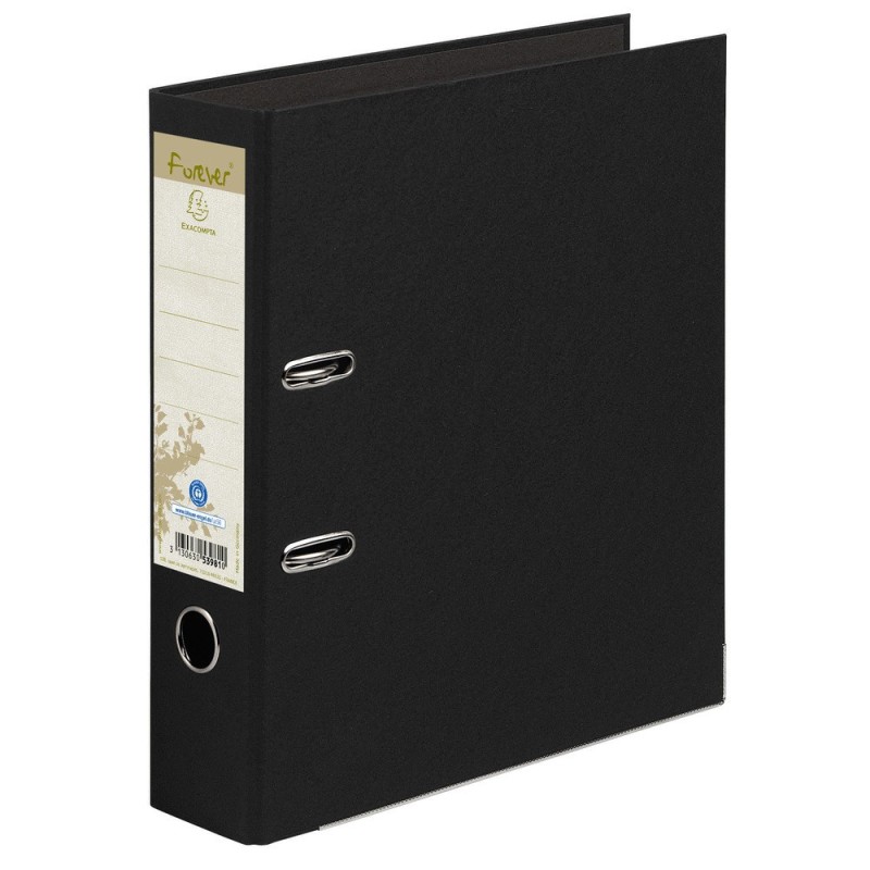Exacompta Classeur à levier A4 Forever - Carton 100% recyclé et recyclable - Dos 8 cm - Noir