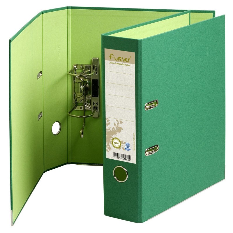 Exacompta Classeur à levier A4 Forever - Carton 100% recyclé et recyclable - Dos 8 cm - Vert