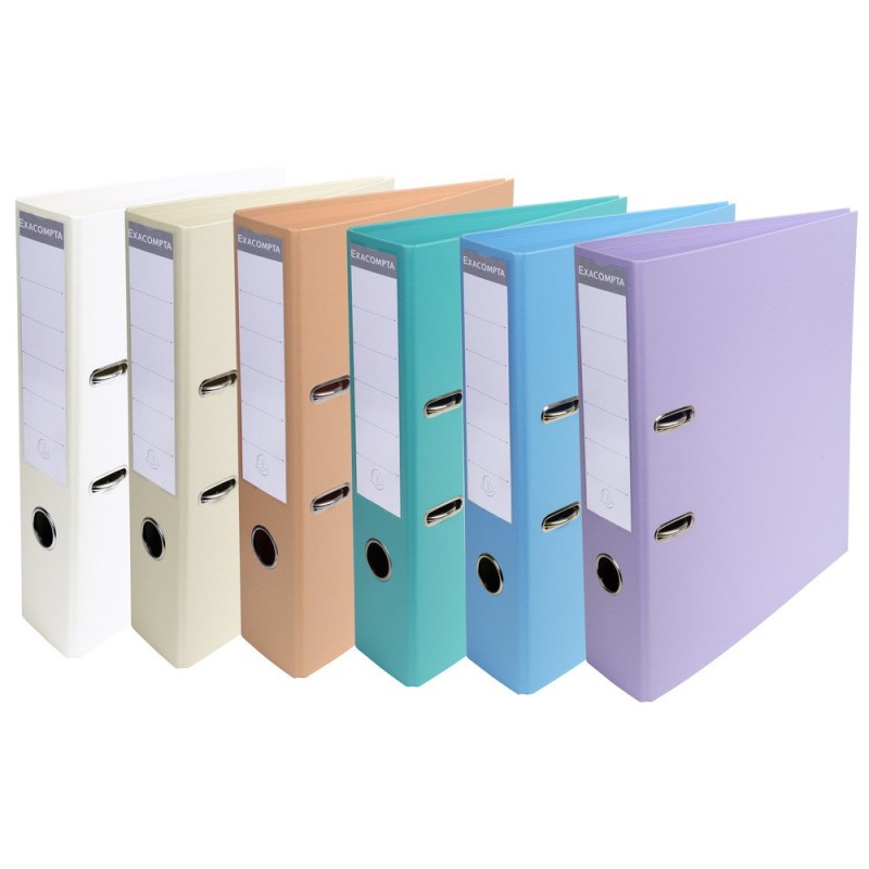 Exacompta Classeur à levier A4 Prem'Touch - Carton robuste 28/10e - Dos 7 cm - Assortis pastel