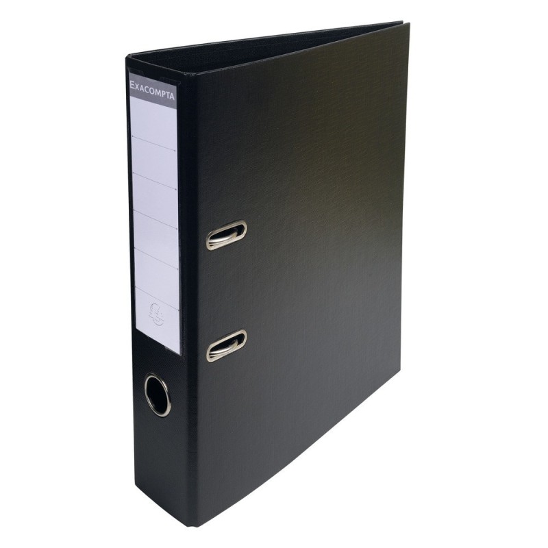 Exacompta Classeur à levier A4 Prem'Touch - Carton robuste 28/10e - Dos 7 cm - Noir