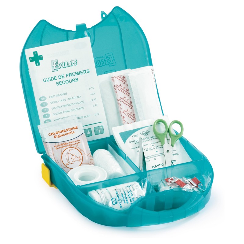 Coffret médical avec support mural - Bleu