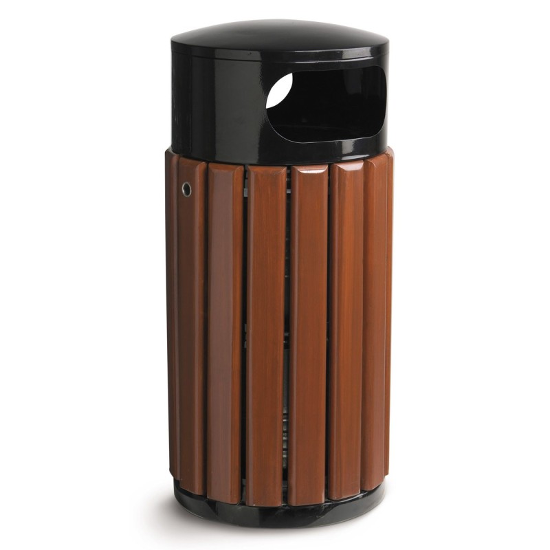 Rossignol Corbeille extérieure à poser ou à fixer ronde en bois - 60l