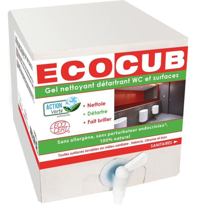 ACTION VERTE Gel nettoyant écologique détartrant surfaces et WC Parfum menthe - Ecocub de 10 litres