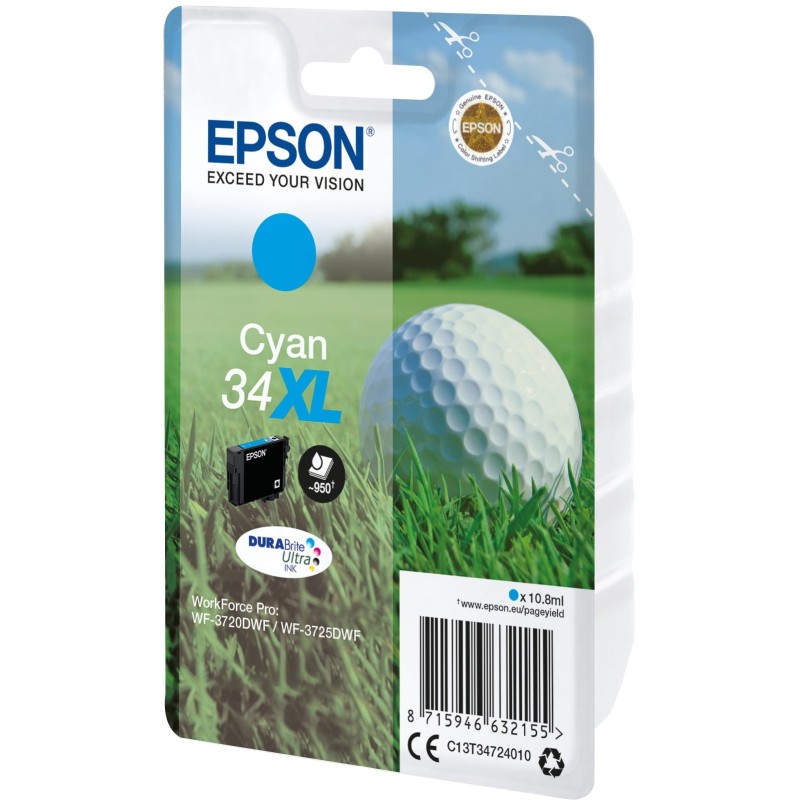 Epson 34 XL "Golf" Cartouche d'encre originale grande capacité C13T34724010 - Cyan