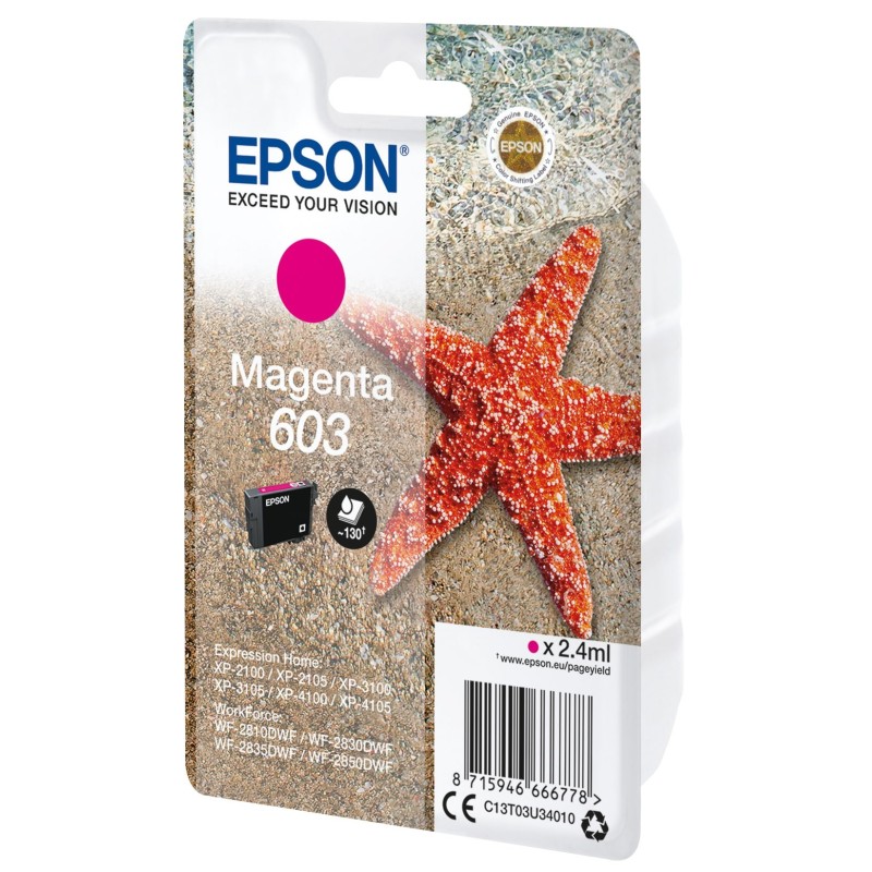 Epson 603 "Étoile de mer" Cartouche d'encre originale C13T03U34010 - Magenta