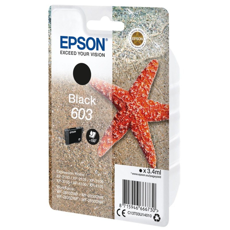 Epson 603  "Étoile de mer" Cartouche d'encre originale C13T03U14010 - Noir