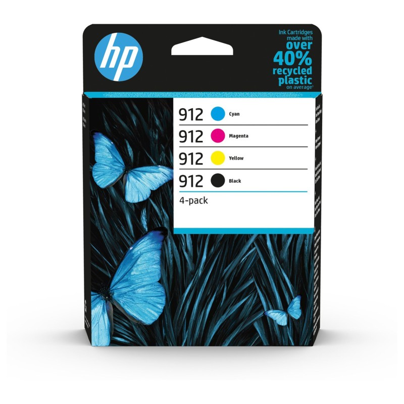 HP 912 Cartouche d'encre authentique 6ZC74AE - Pack de 4 (Noir, Cyan, Magenta, Jaune)