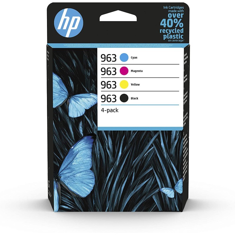 HP 963 Cartouche d'encre authentique 6ZC70AE - Pack de 4 (Noir, Cyan, Magenta, Jaune)
