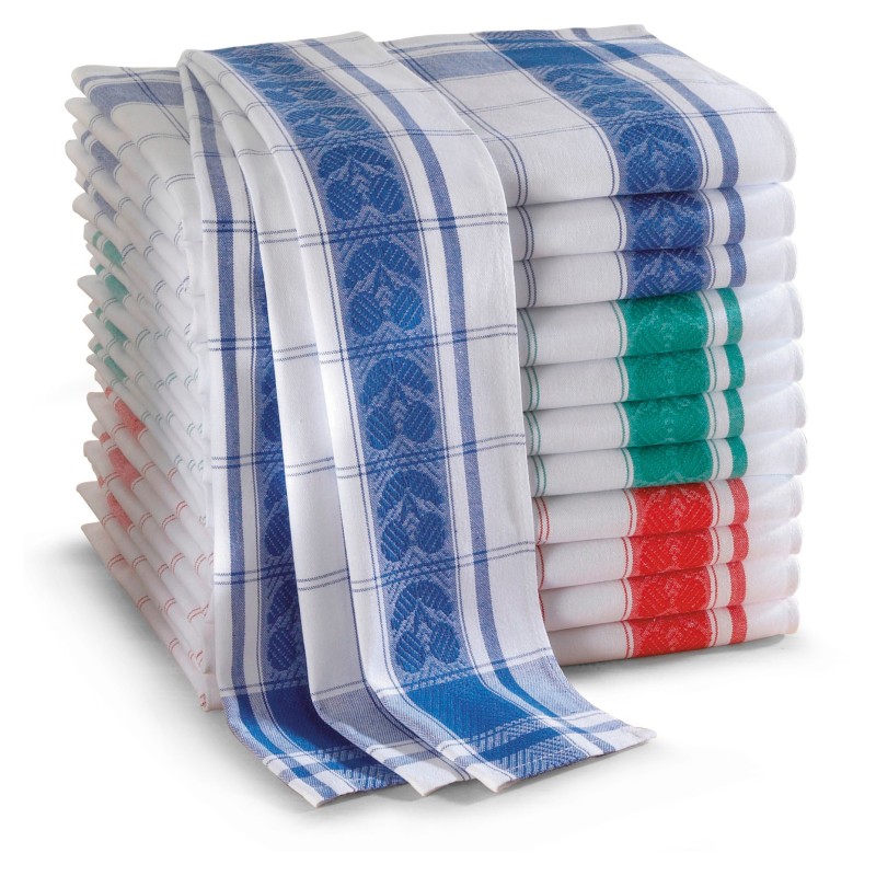 Torchon standard en coton - Couleurs assortis - Lot de 12