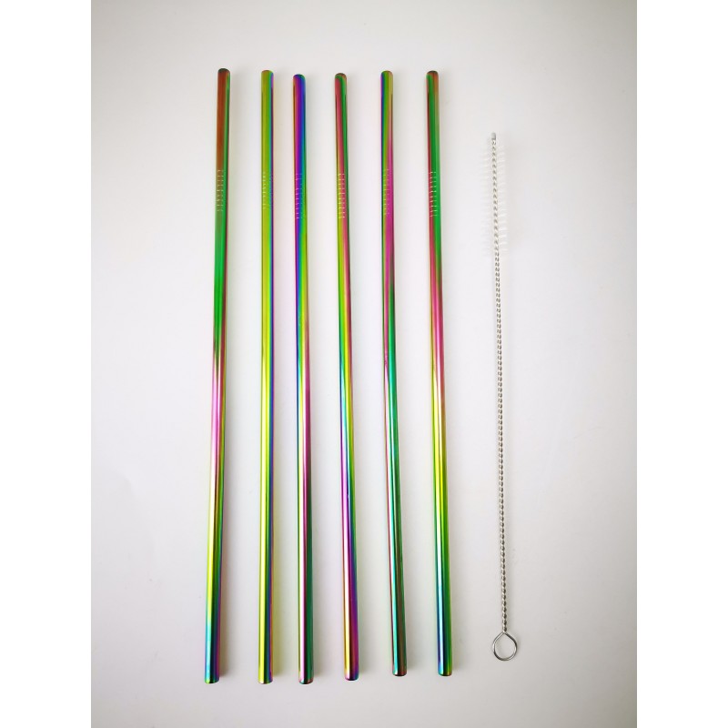Little Balance Paille en inox irisée réutilisable - Lot de 6