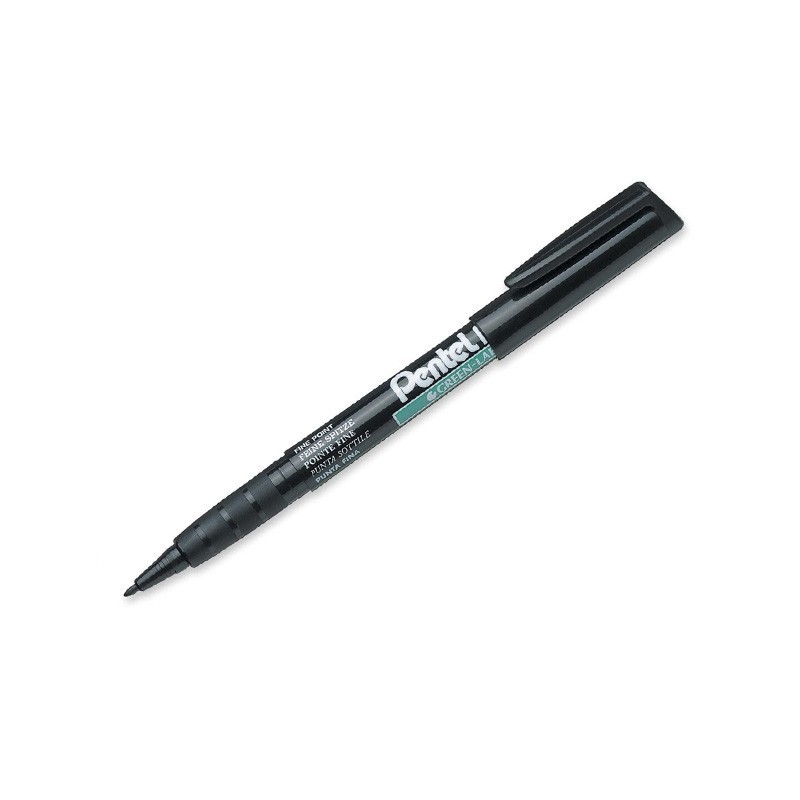 Pentel NMS50 -Marqueur permanent Green Label pointe fine 2 mm - Noir