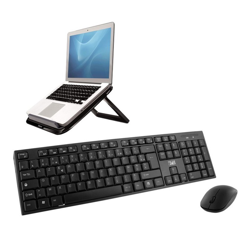 TNB FELLOWES Ensemble clavier-souris sans fil Classy + Support pour ordinateur portable - Noir