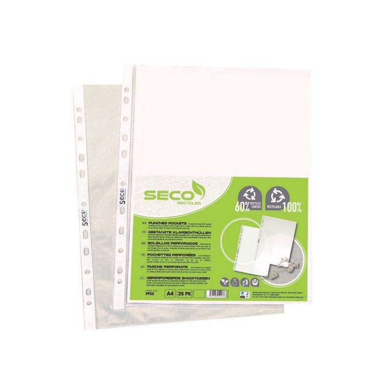 Seco Pochettes perforées A4  5/100° grainé - Paquet de 100