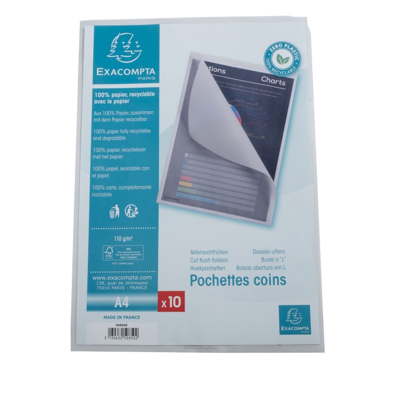 Exacompta Pochettes coin en papier calque 110g - Transparent
