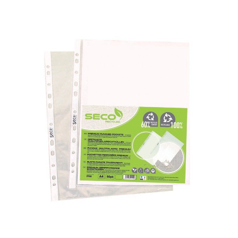 Seco Pochettes perforées A4  8/100° grainé - Paquet de 50