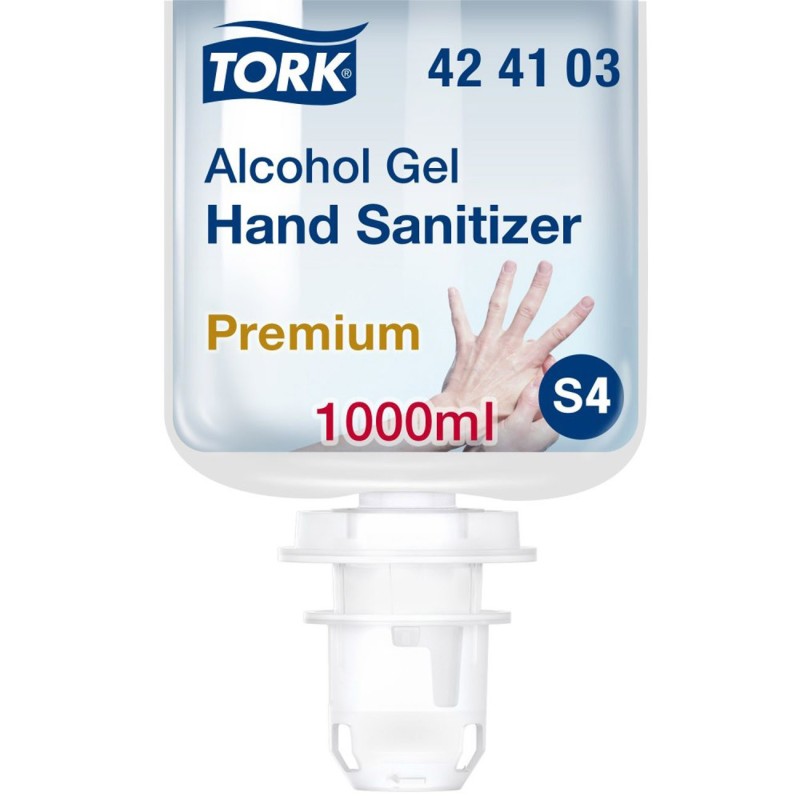 Tork Gel hydroalcoolique mains Premium sans résidu collant - Recharge 1000 ml pour distributeur S4