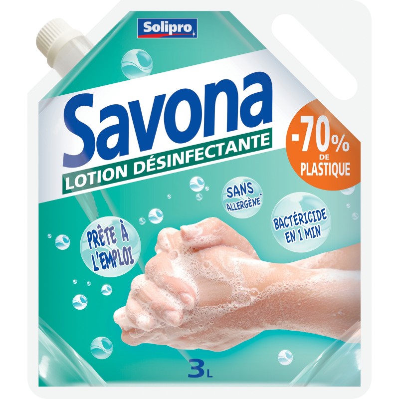Savona Recharge de lotion désinfectante pour les mains - 3 L