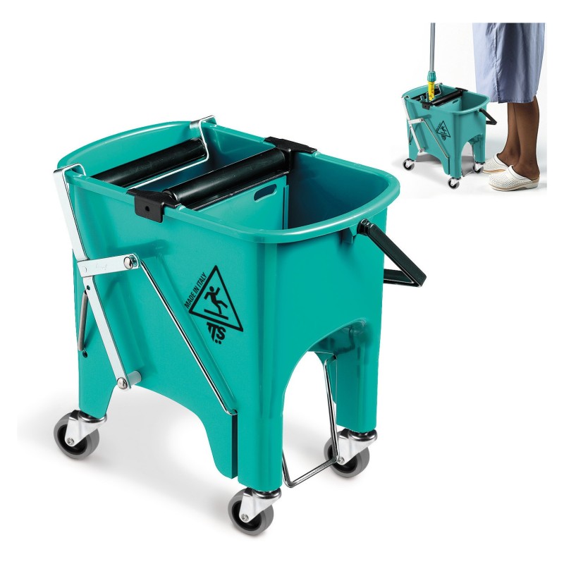TTS Seau double bacs avec presse rouleau intégré - Vert