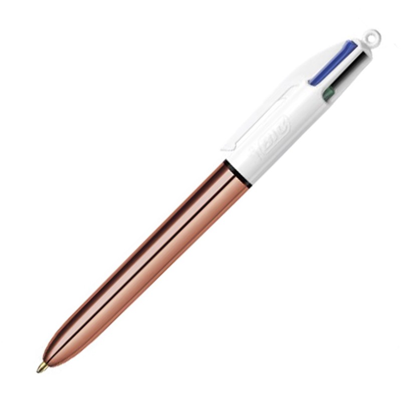 BIC 4 couleurs Party Stylo bille rétractable pointe moyenne 1 mm - Corps Or Rose