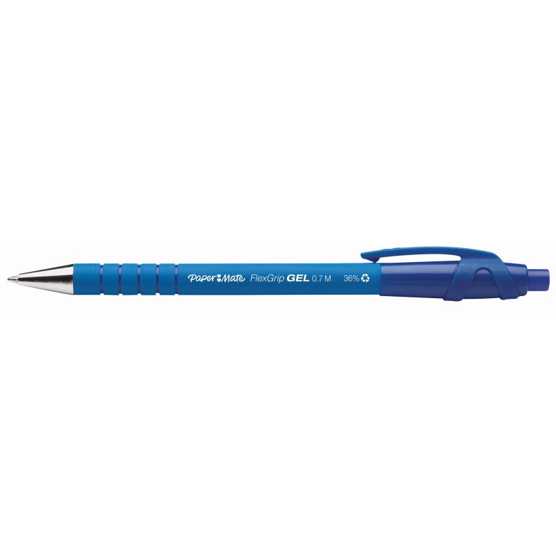 Paper Mate Flexgrip Gel - Stylo bille encre gel rétractable pointe moyenne 0,7 mm - Bleu