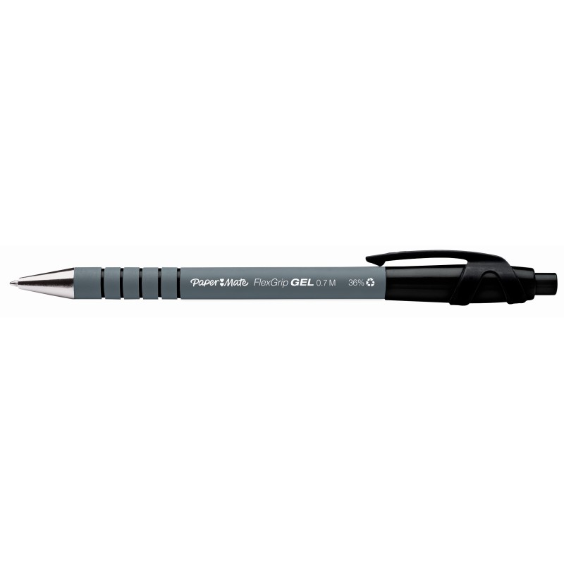 Paper Mate Flexgrip Gel - Stylo bille encre gel rétractable pointe moyenne 0,7 mm - Noir