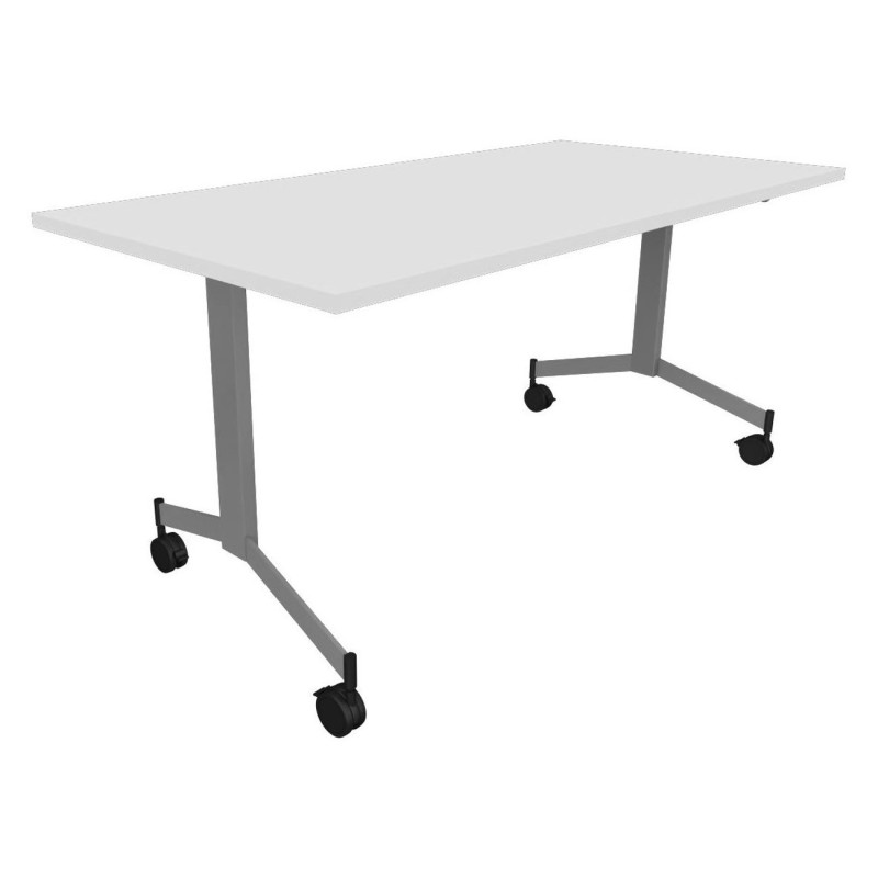 Table mobile rabattable Eureka - L.160 x P.80 cm - Plateau Blanc - Pieds Aluminium