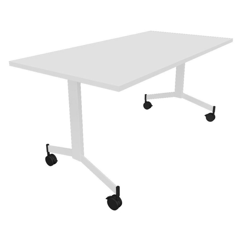 Table mobile rabattable Eureka - L.160 x P.80 cm - Plateau Blanc - Pieds Blanc