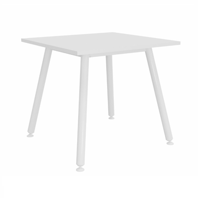 Table carrée Halden - L.80 x P.80 cm - Plateau Blanc - Pieds métal Blanc