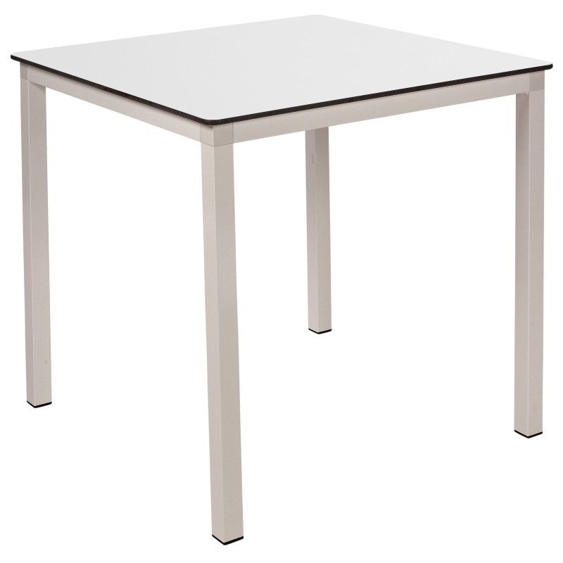 Table carrée empilable Harvey L.70 x P.70 cm - Usage intérieur & extérieur - Plateau Blanc - Pieds blanc