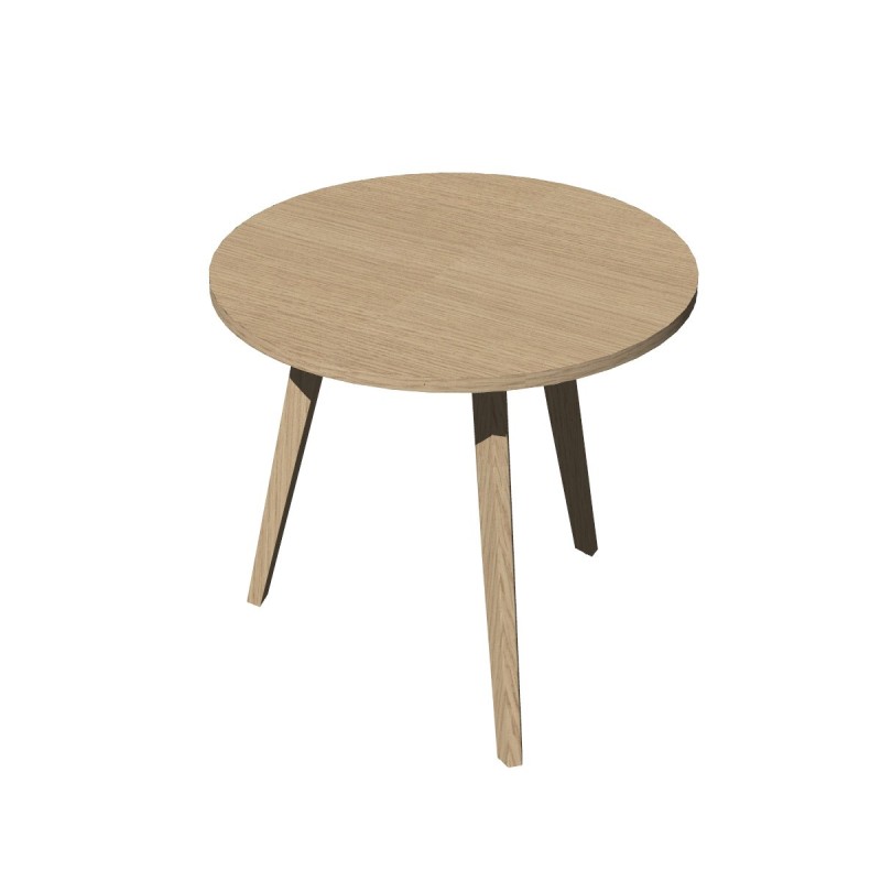 Table ronde Halden Ø 80 cm - Plateau Chêne - Pieds bois Chêne