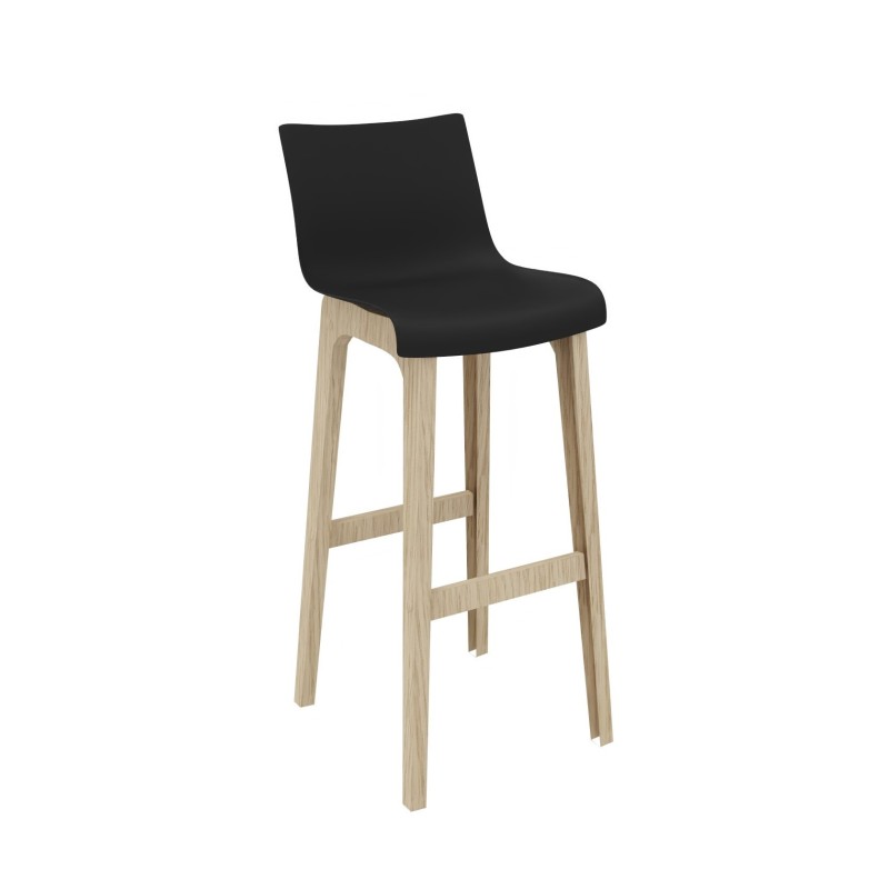 Tabouret haut Amalrik H.102 cm pieds chêne massif - Noir